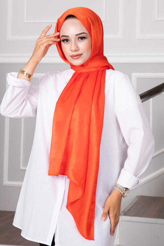 Châle Hijab Jacquard à Motifs de Verre Brisé Orange