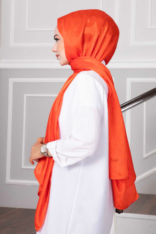 Châle Hijab Jacquard à Motifs de Verre Brisé Orange