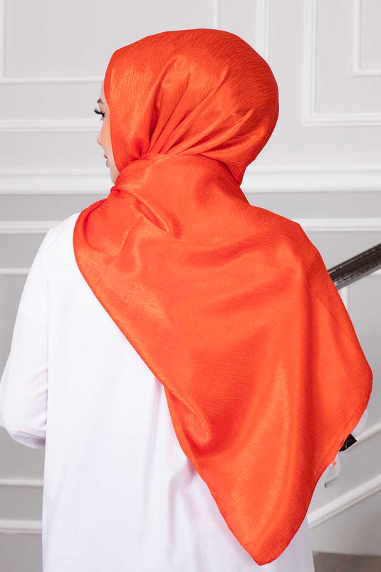 Châle Hijab Jacquard à Motifs de Verre Brisé Orange