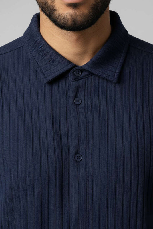 Chemise pour homme à rayures verticales à motifs Jakar bleu marine