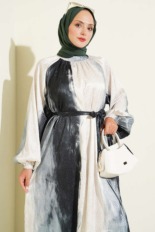 Besticktes Muster Raglan-Sleeve Kleid In Smaragdgrün