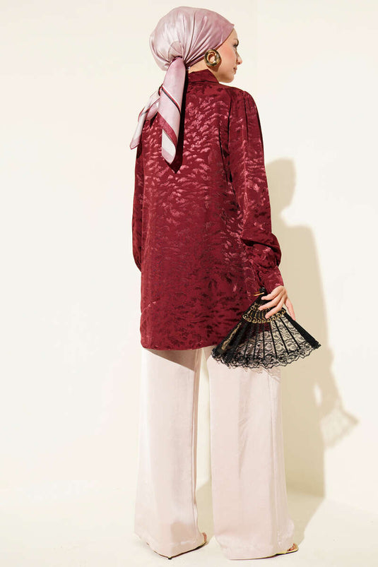 Jakar Desenli Tunik Bordo