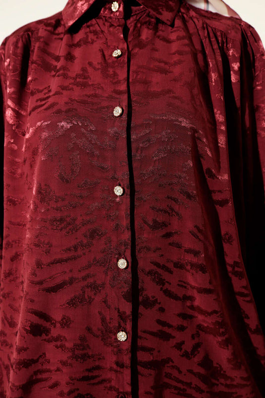 Jakar Desenli Tunik Bordo