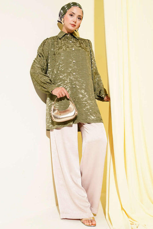 سترة بنقشة جاكار، لون كاكي