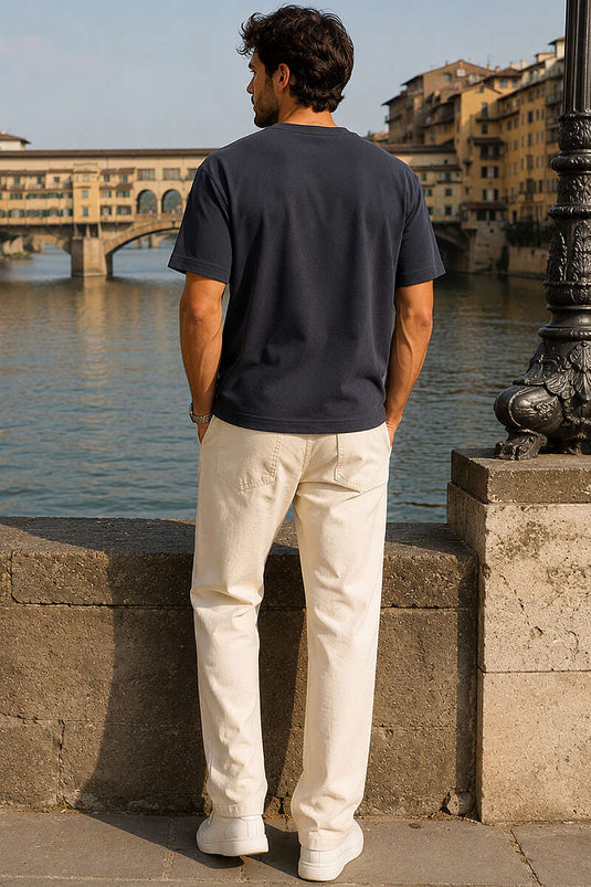 T-shirt homme à col rond jacquard couleur fumée