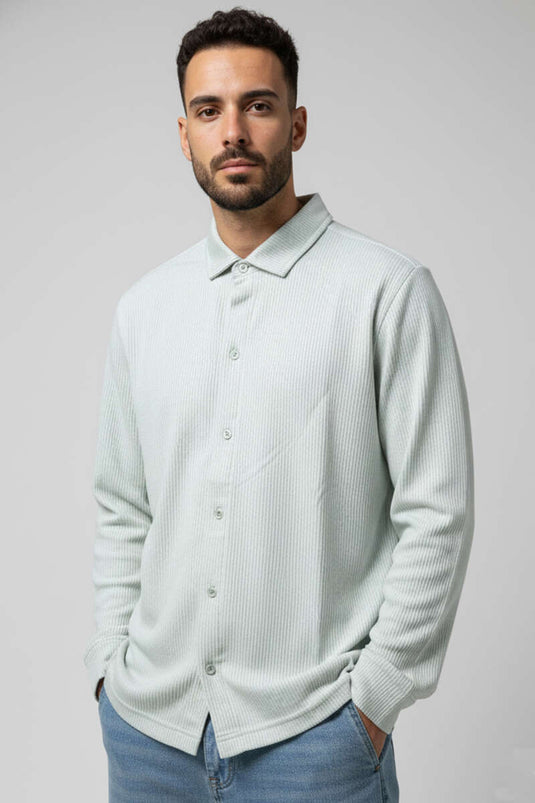 Jacquard Striped Men's Shirt Green