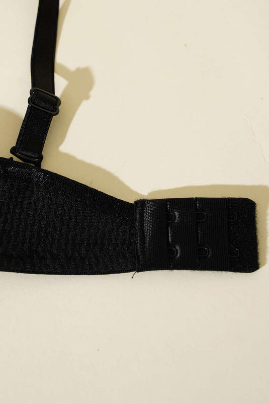 Soutien-gorge noir sans rembourrage, orné de dentelle jacquard