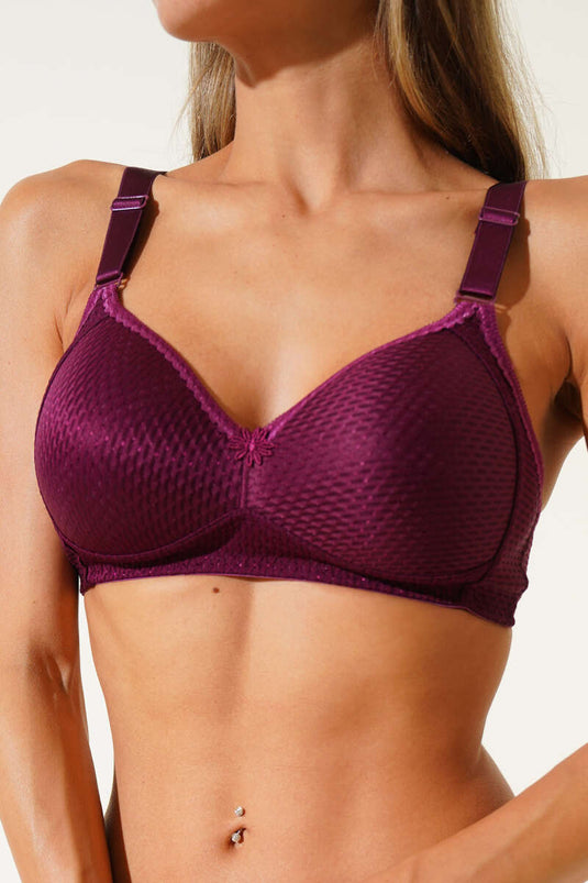 Jacquard Non-Padded Bra Plum