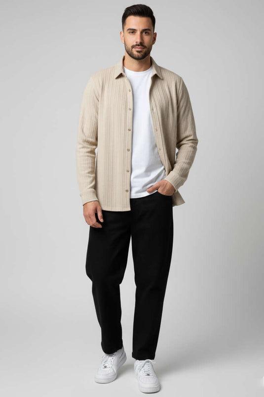 Camicia da uomo Jacquard Beige