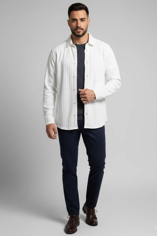 Camicia da uomo Jacquard, Ecru