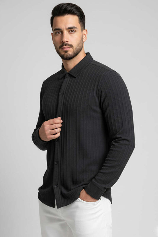 Camicia da uomo in jacquard, grigio fumo