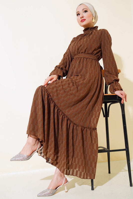 Robe De Sol Jacquard Marron