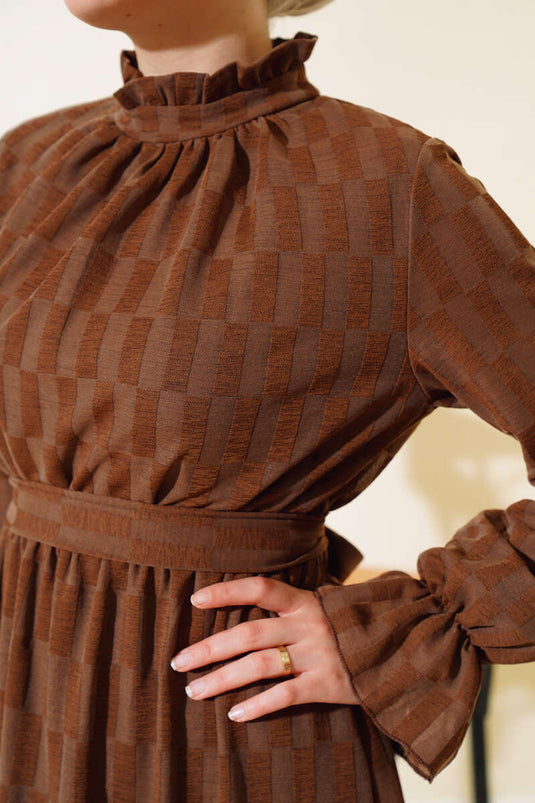 Robe De Sol Jacquard Marron