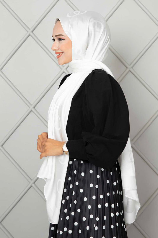 Mantón Hijab Jacquard Blanco