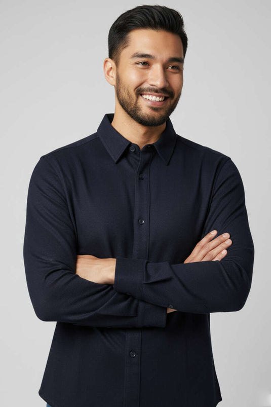 Jacquard Supreme Men's Shirt Navy Blue