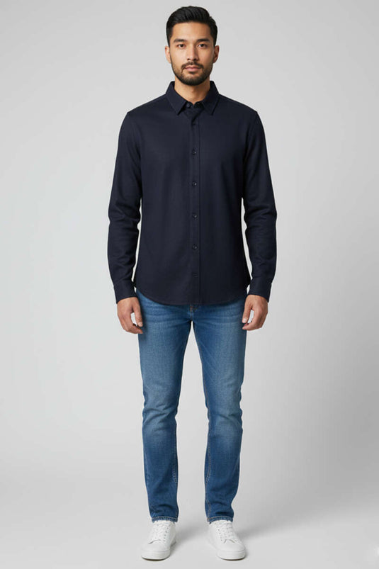 Jacquard Supreme Men's Shirt Navy Blue