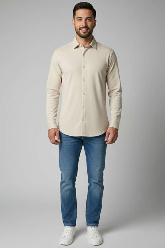 Chemise Jacquard Supreme pour homme, couleur pierre