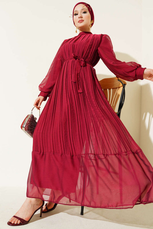 Robe plissée Janjan bordeaux