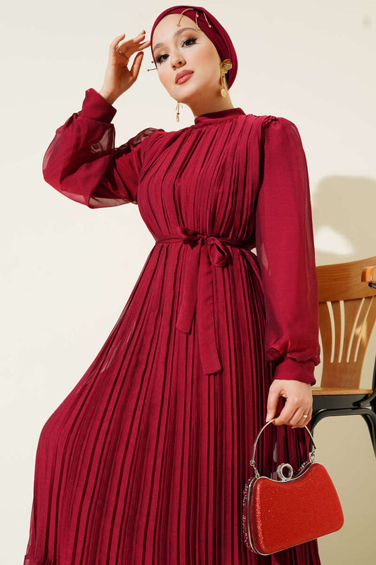 Robe plissée Janjan bordeaux