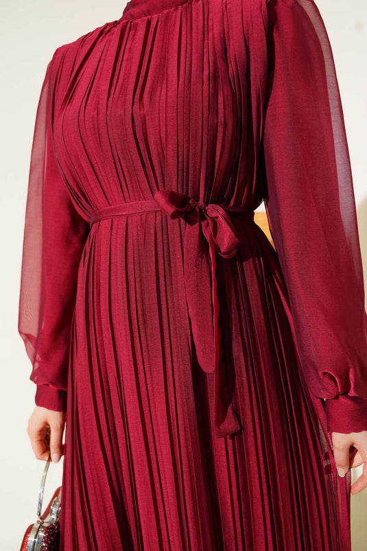 Robe plissée Janjan bordeaux