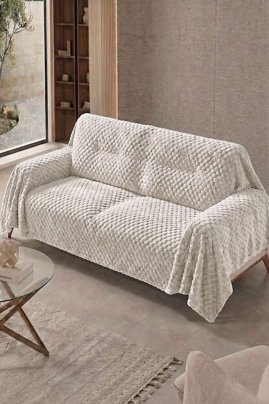 Copertura per divano con trama a bolle beige
