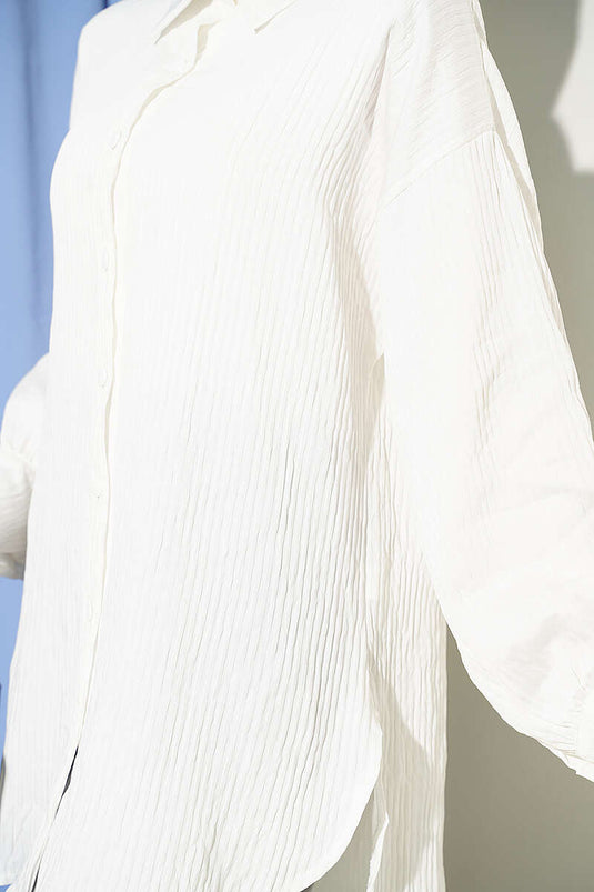 Chemise basique blanche à rayures en relief