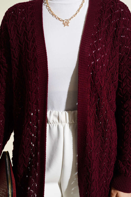 Gilet en tricot Araboy à motif en relief bordeaux