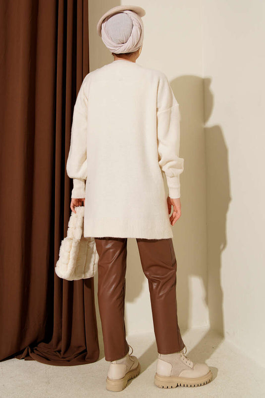 Kabartma Desen Yumoş Triko Tunik Kemik