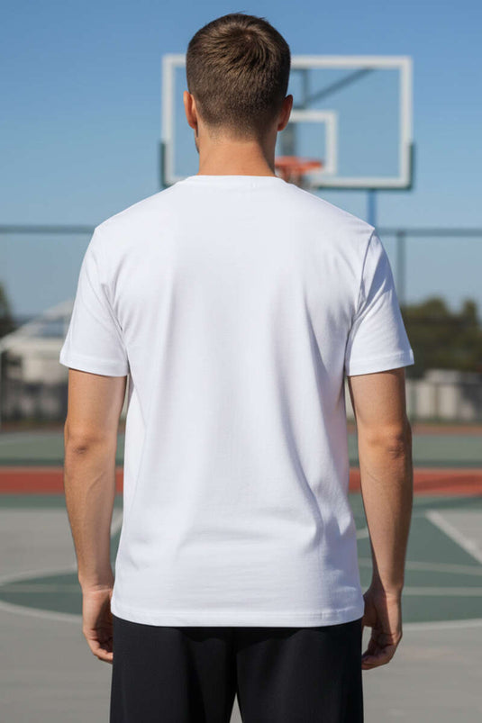 Embossed Pattern Men's T-shirt White