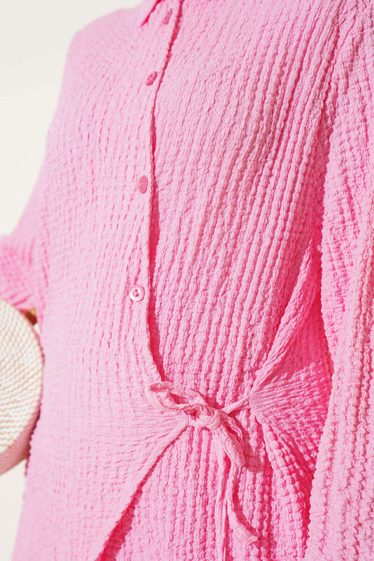 Embossed Patterned Two Piece Suit Pink