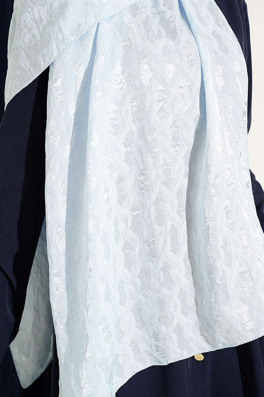 Écharpe Jacquard Brodée Baby Blue