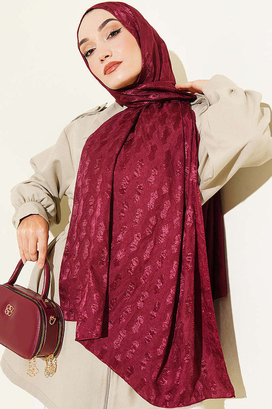 Écharpe Jacquard Brodée Bordo