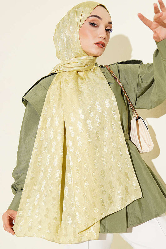 Écharpe En Jacquard Brodée Vert Menthe