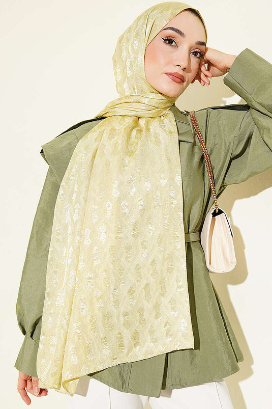 Écharpe En Jacquard Brodée Vert Menthe