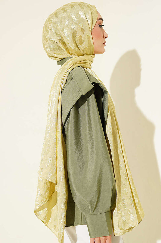 Écharpe En Jacquard Brodée Vert Menthe