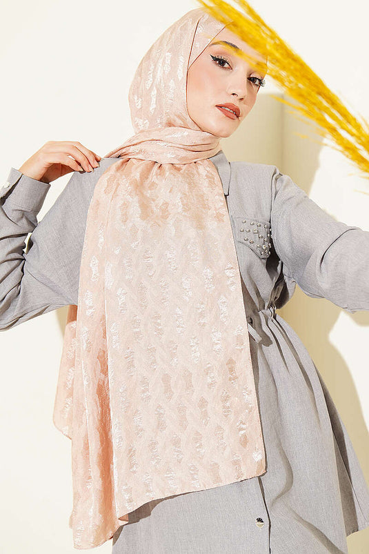 Écharpe Jacquard Brodée Camel