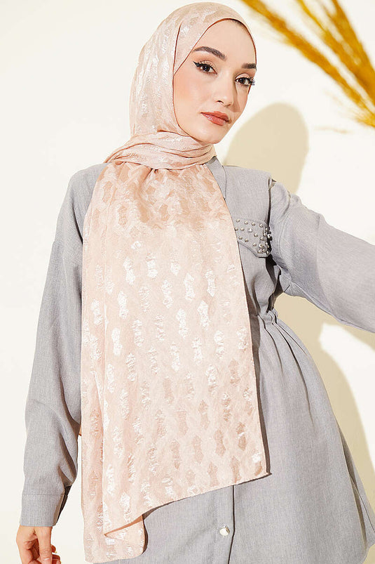 Écharpe Jacquard Brodée Camel