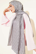 Écharpe Jacquard Brodée Gris Fumé