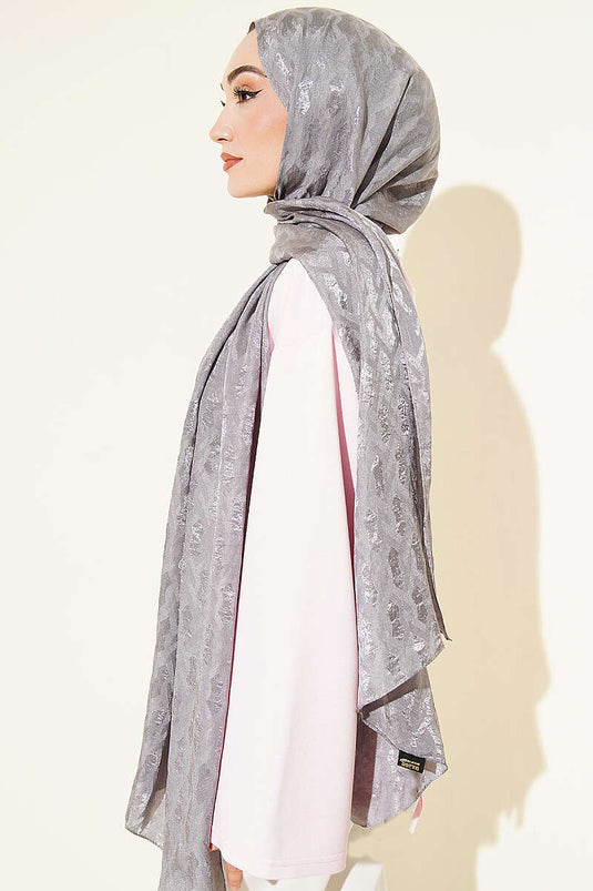 Écharpe Jacquard Brodée Gris Fumé