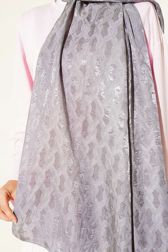 Écharpe Jacquard Brodée Gris Fumé
