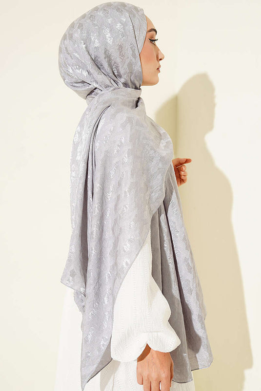 Bestickter Jacquard-Schal Silber