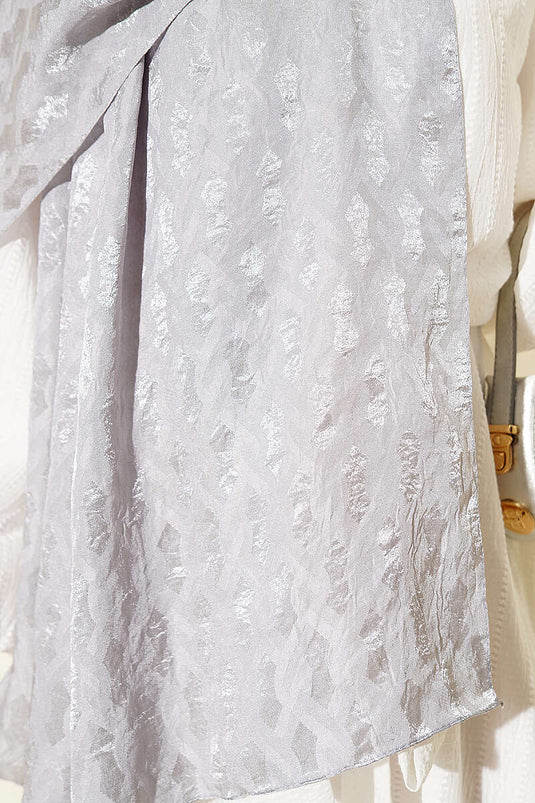 Bestickter Jacquard-Schal Silber