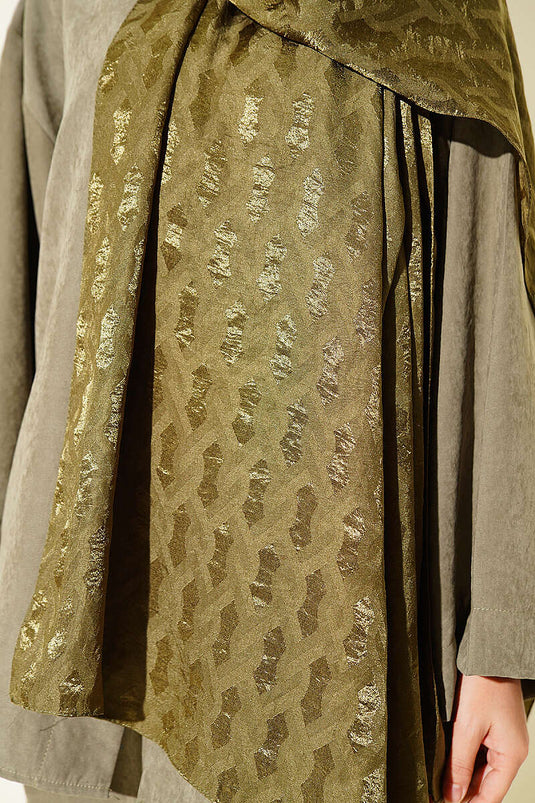 Écharpe Jacquard Brodée En Haki