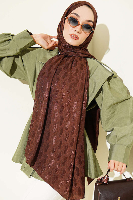 Écharpe Jacquard Brodée En Café