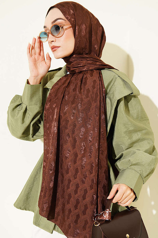 Écharpe Jacquard Brodée En Café