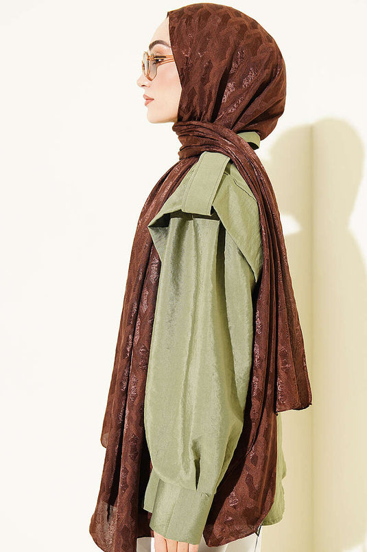 Écharpe Jacquard Brodée En Café