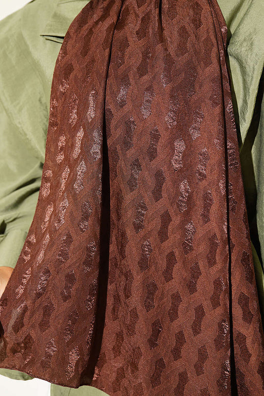 Écharpe Jacquard Brodée En Café
