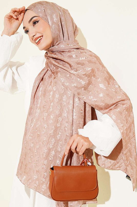 Écharpe Jacquard Brodée Latte