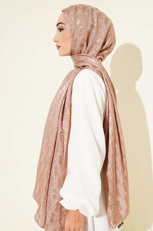Écharpe Jacquard Brodée Latte