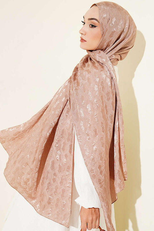 Écharpe Jacquard Brodée Latte